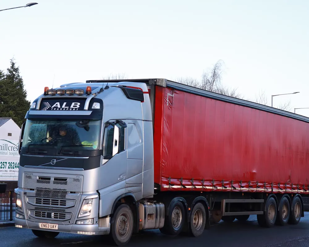 Box truck on the highway for electronics distribution